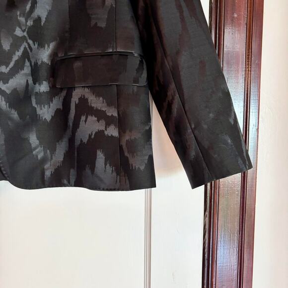 Lafayette 148 Black Silk Wool Wood Grain Jacquard Luxury Blazer- Size 16 or XL - Picture 3 of 5